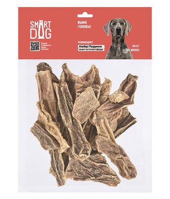 Лакомство для собак, Вымя говяжье Smart Dog, 50 гр