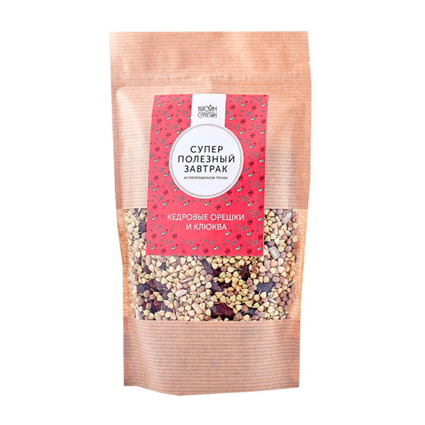 Завтрак Настин Сластин суперполезный зеленая гречка кедровые орешки и клюква 200 г