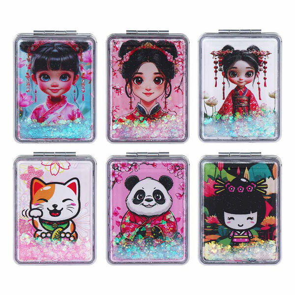 Юниlook зеркало карманное, пластик, стекло, 8х5,8см, 12 дизайнов