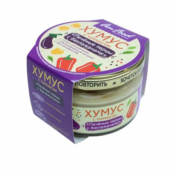 Хумус Amfood с топпингом Печеные перцы с баклажанами 200 г