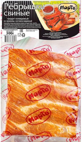 

Ребра свиные Марти копчено-вареные 300 г
