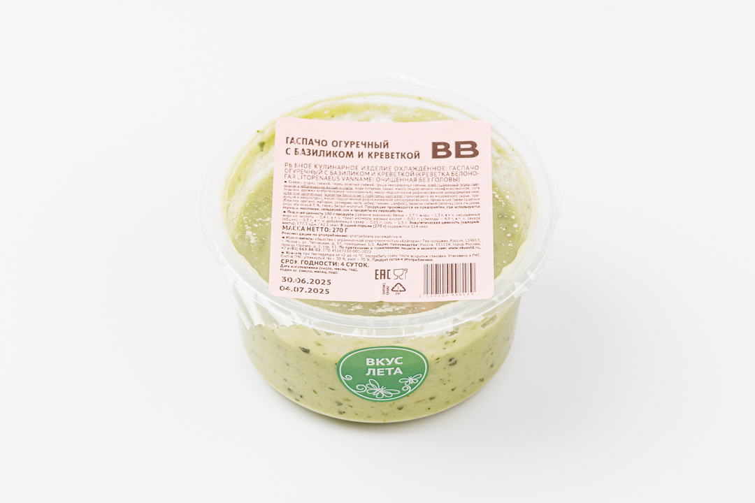 

Гаспачо огуречный ВкусВилл с базиликом и креветкой 270 г