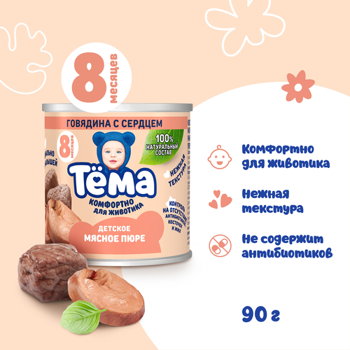 

Пюре мясное Тёма Говядина с сердцем с 8 месяцев 90 г