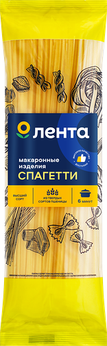 Макароны ЛЕНТА Спагетти группа А, высший сорт, 450г