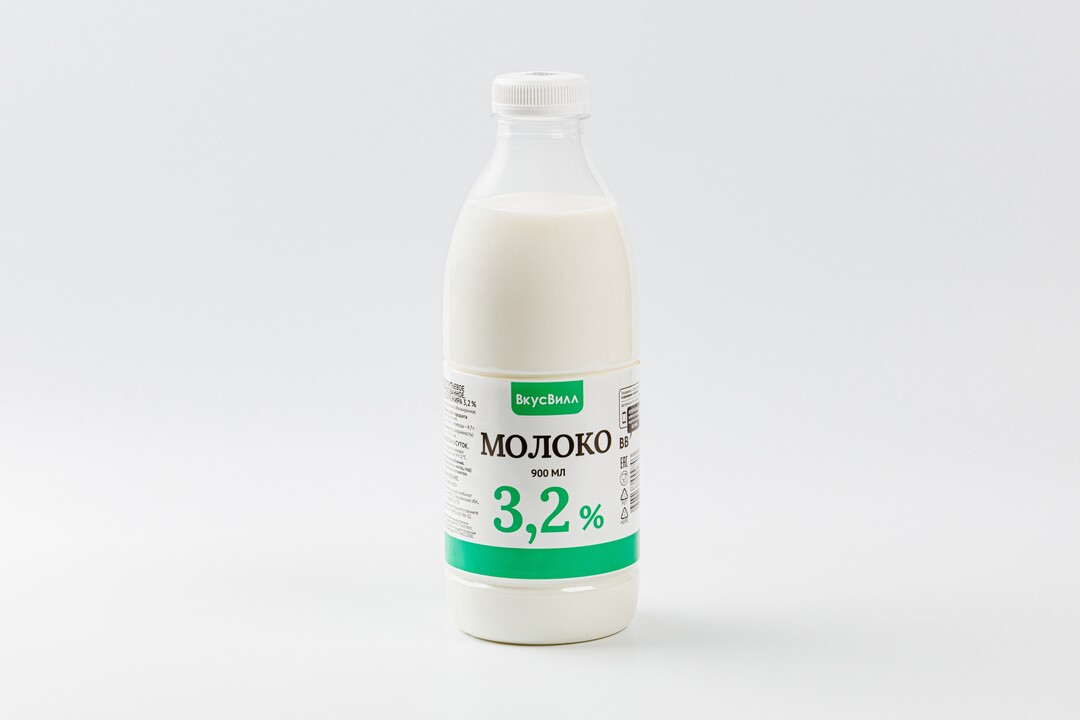 

Молоко ВкусВилл 3.2% 900 мл дизайн бутылки в ассортименте