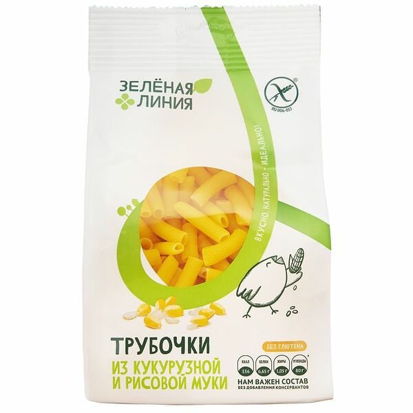 Трубочки из рисовой и кукурузной муки Зелёная Линия, 250г