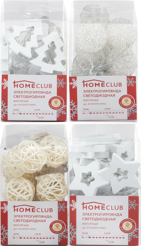 

Гирлянда фигурная Homeclub 10LED, теплый белый, IP20, 1.35 м, дизайн в ассортименте