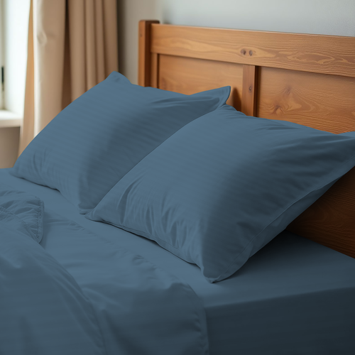 

Набор наволочек Homeclub 50x70 см синий страйп-сатин 2 шт