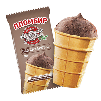 

Мороженое пломбир Чистая Линия без сахарозы Шоколадный в вафельном стаканчике 80 г