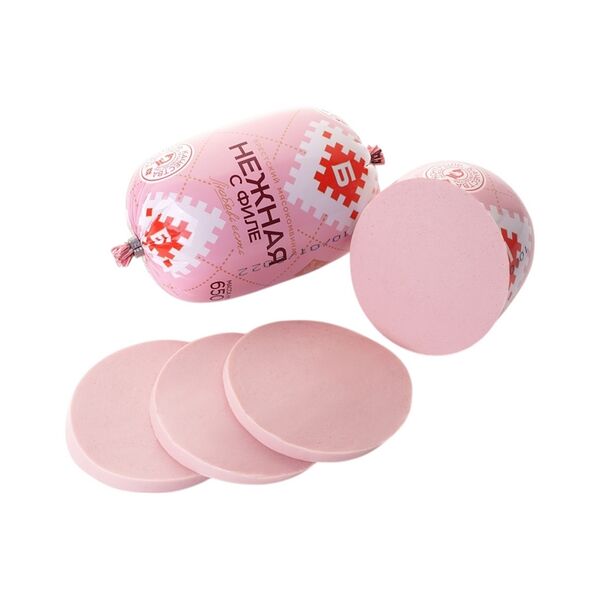 Колбаса Нежная с филе изд колб мясн вар м/пт в/с п/об 650г Брестские традиции