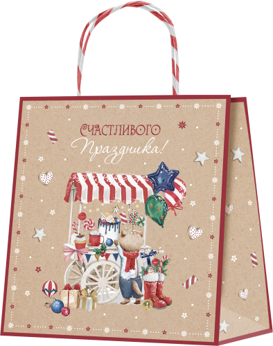 

Пакет подарочный Пакетико KMP Крафт 22 x 22 x 10 см дизайн в ассортименте