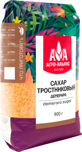 

Сахар Агро-Альянс коричневый Demerara Экстра 900 г