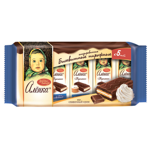 

Пирожные Алёнка бисквитные глазированные сливочный крем 5 шт 200 г