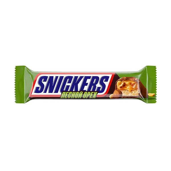 Шоколадный батончик, Snickers, лесной орех, 81 г