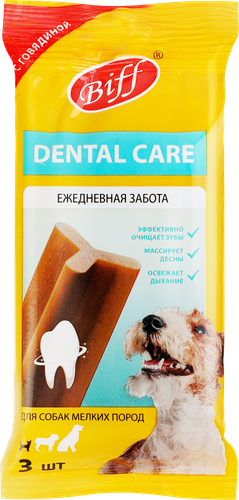 

Снек жевательный Biff Dental Care с говядиной для собак мелких пород 45 г