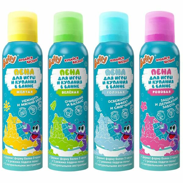 Пена Baffy Купайся Весело детская для купания в ванне в ассортименте, 200мл