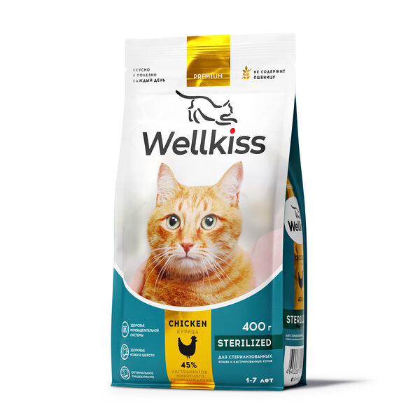 Сухой корм для кошек Wellkiss с Курицей для стерилизованных кошек 0.4 кг