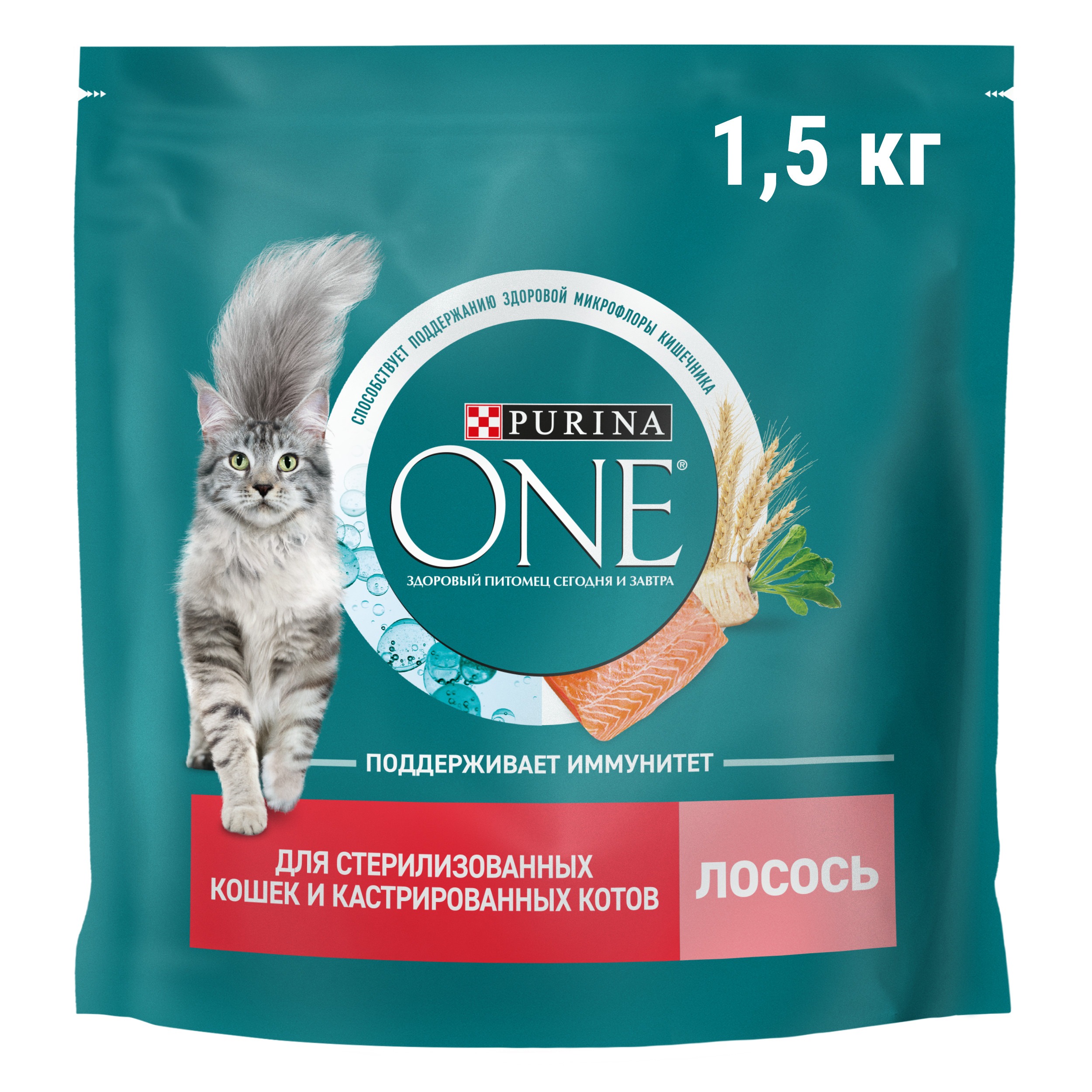 

Сухой корм для кошек Purina One полнорационный для стерилизованных и кастрированных Лосось 1.5 кг