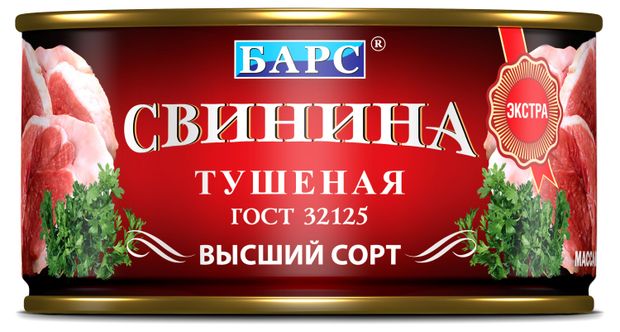 

Свинина тушёная Барс Экстра высший сорт 325 г