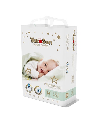 

Подгузники-трусики YokoSun Premium р.M (6-10 кг) 56 шт