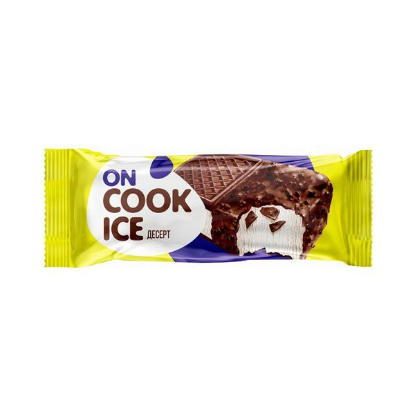 Десерт взбитый On cook ice на печенье в гл с ваф крошкой зам 12% 90г