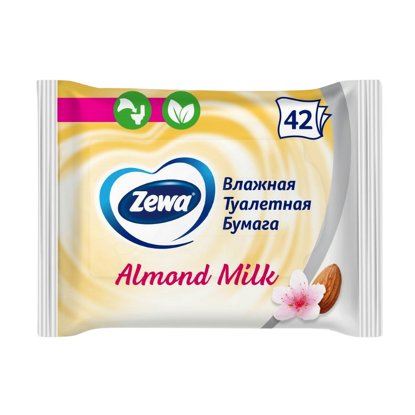 Бумага туалетная Zewa влажная Almond Milk 42 листа