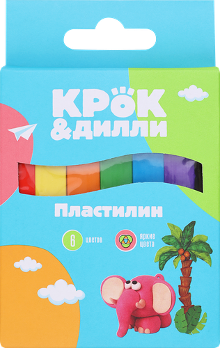 Пластилин Крок&Дилли 6 цветов 6 шт