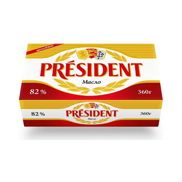 Масло сливочное Президент 82% 360гр