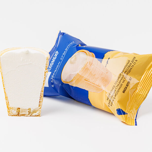 Мороженое пломбир Вкусвилл в вафельном стаканчике 70 г