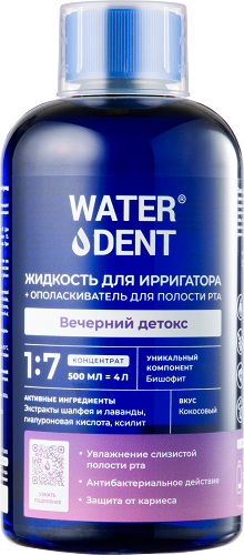 Жидкость Waterdent Вечерний детокс для ирригатора + ополаскиватель для полости рта 500 мл
