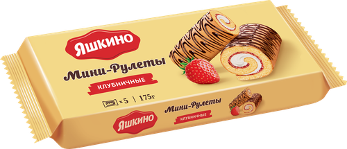 

Мини-рулет Яшкино бисквитный Клубничный 175 г