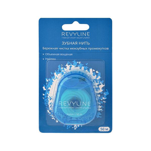 Нить зубная Revyline вощеная голубая 50 м