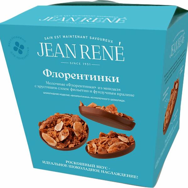 Флорентинки Jean Rene молочные из миндаля с хрустящим слоем фильетин и фундучным пралине