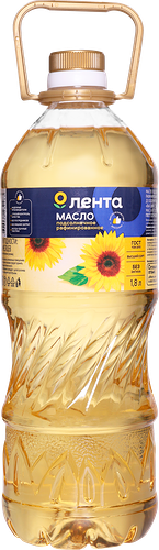 Масло подсолнечное ЛЕНТА рафинированное дезодорированное высший сорт 1800 мл