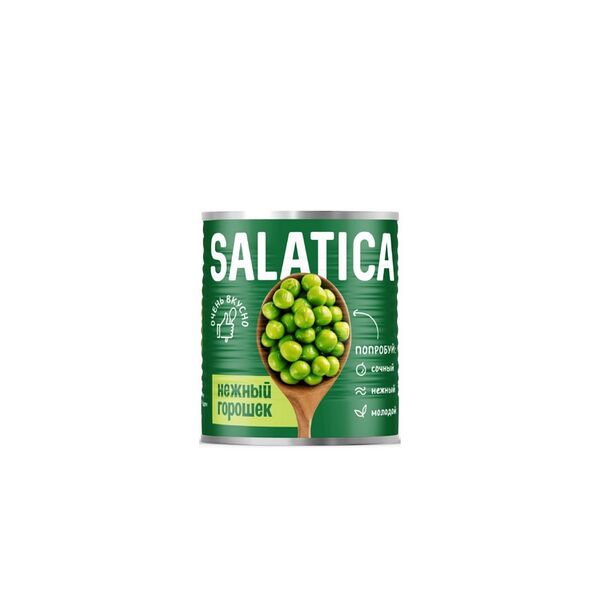 Горошек зеленый Salatica из мозговых сортов в/с стер 425мл ж/б