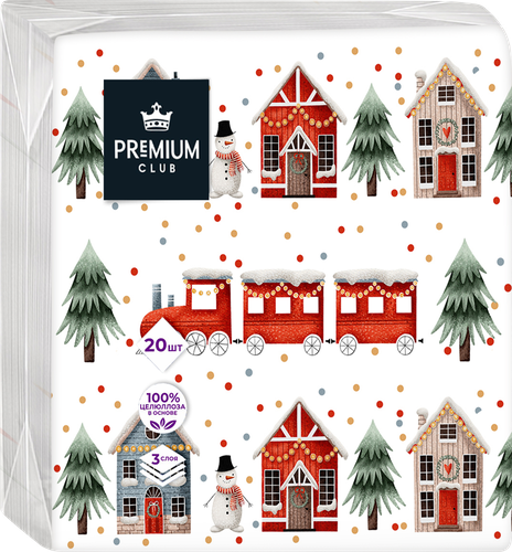 

Салфетки бумажные Premium Club Домики 3-слоя 33 х 33 см 20 шт., дизайн в ассортименте