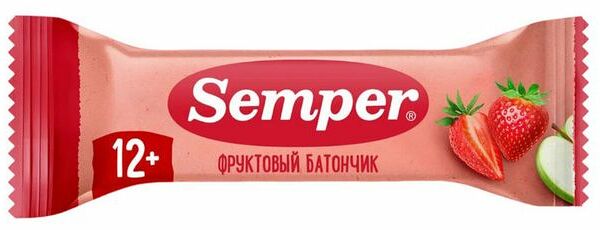 Ломтик Semper Яблоко и клубника для питания детей раннего возраста 15 г