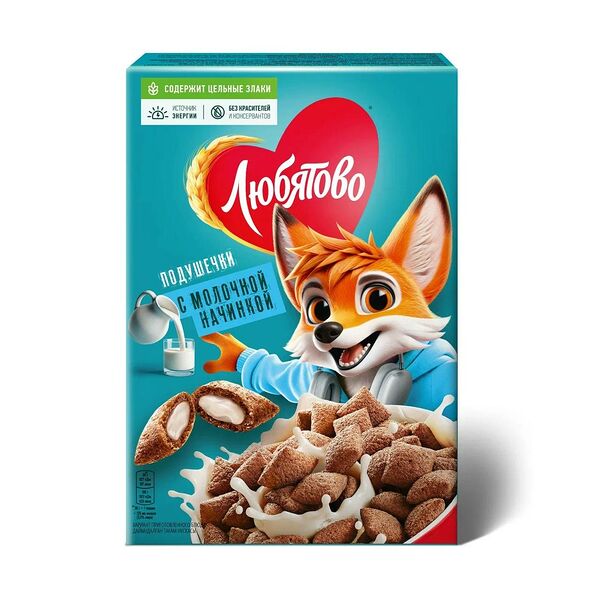 Завтраки готовые Любятово Подушечки с молочной начинкой 220 г
