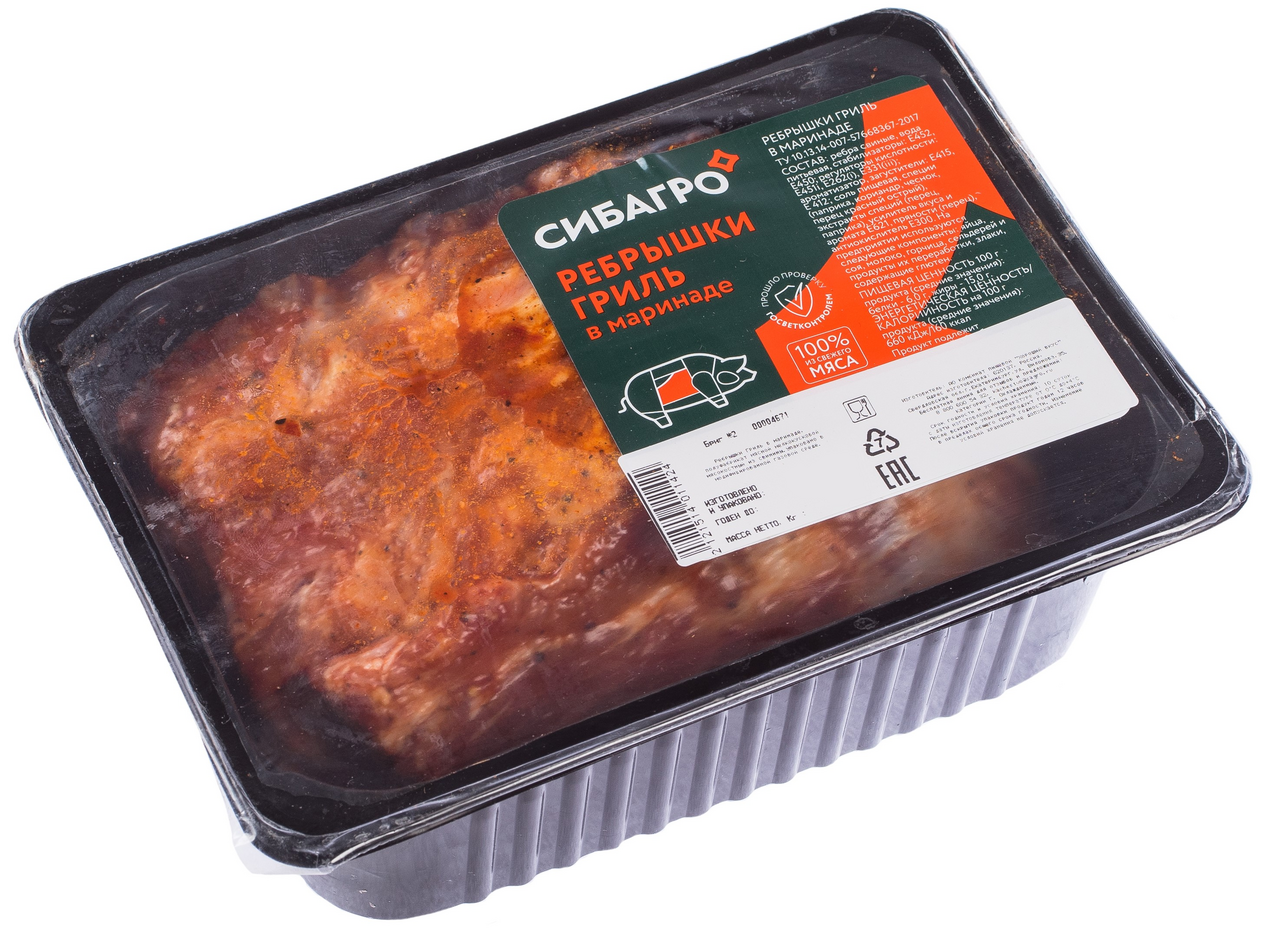 

Ребрышки свиные Сибагро Гриль в маринаде охлажденные вес