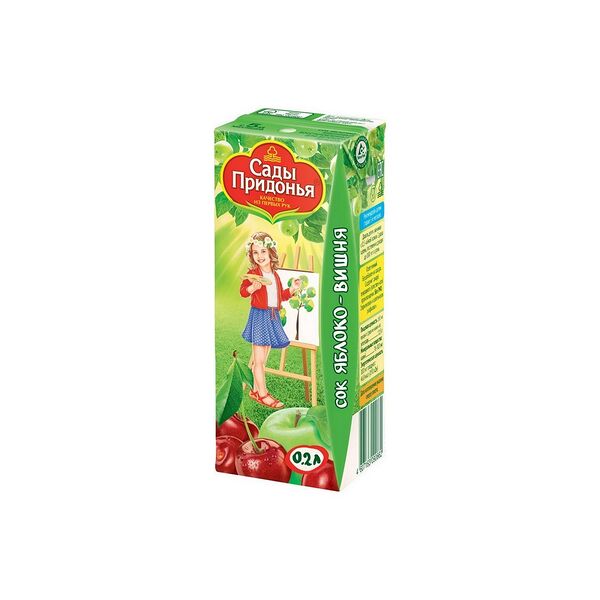 Сок ябл-вишня - яблочный, Вишневый осв., восст. вес 0.2 пакет 0,2л ДП с 5 мес. Сады Придонья