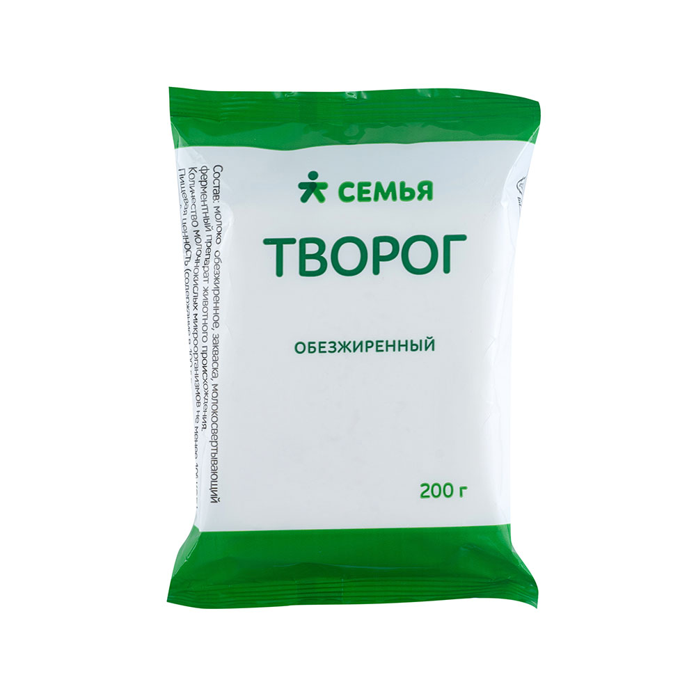 

Творог Семья обезжиренный, без змж 200 г