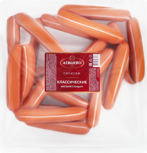 

Сосиски Атяшево Классические Высокий стандарт 1-й сорт 1 кг