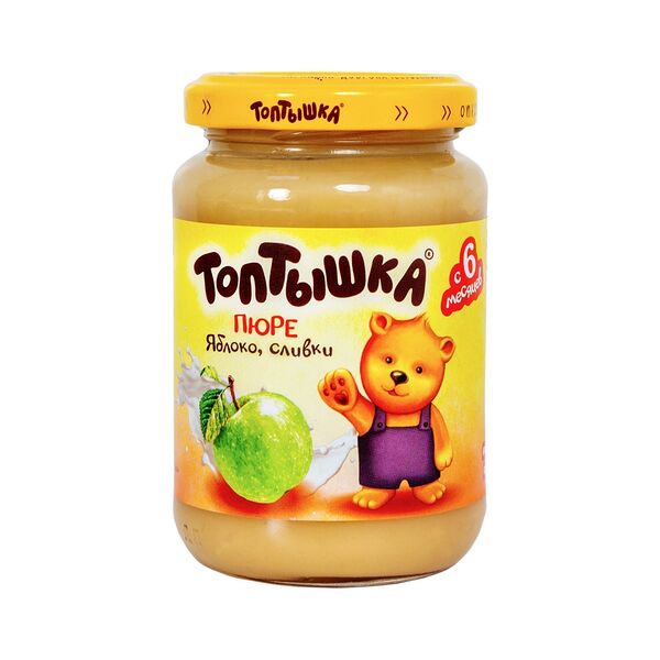 Пюре фруктовое Топтышка Яблочное со сливками с 6мес 190г ДП