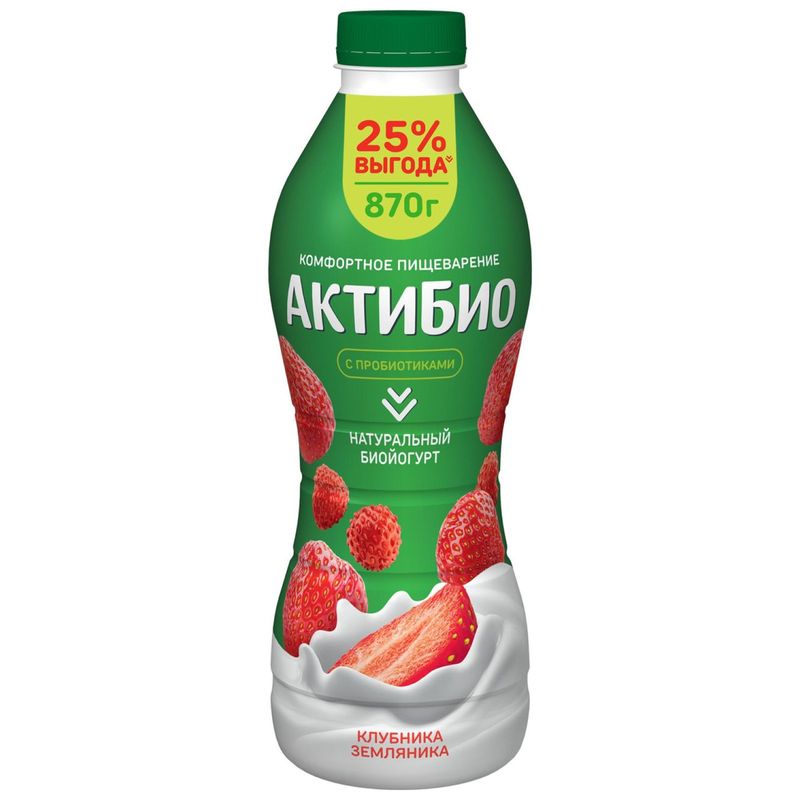 

Биойогурт АктиБио клубника и земляника 1.5% 870 г