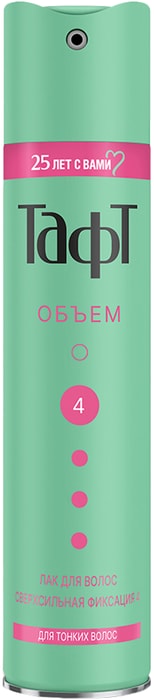 

Лак для укладки волос Тафт Объем сверхсильная фиксация 4 225 мл