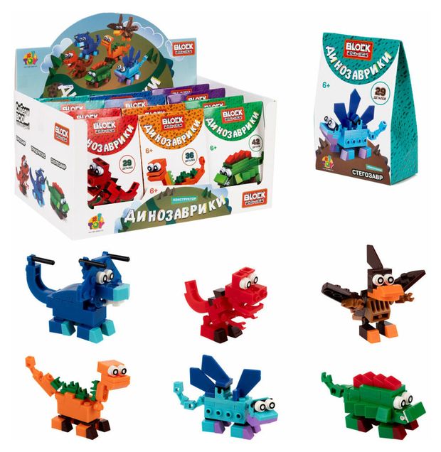 

Конструктор 1TOY Blockformers Динозаврики, в ассортименте
