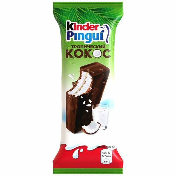 Пирожное Kinder Pingui Тропический кокос бисквитное 30 г