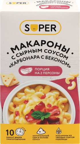 

Макароны Super с сырным соусом Карбонара с беконом 143 г