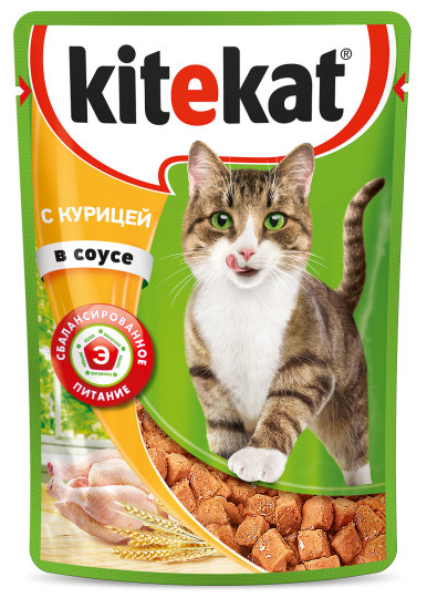 

Влажный корм для кошек Kitekat с курицей в соусе 85 г
