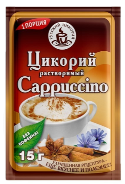 

Цикорий на фруктозе Русский Цикорий Cappuccino моментального приготовления порционный 15 г